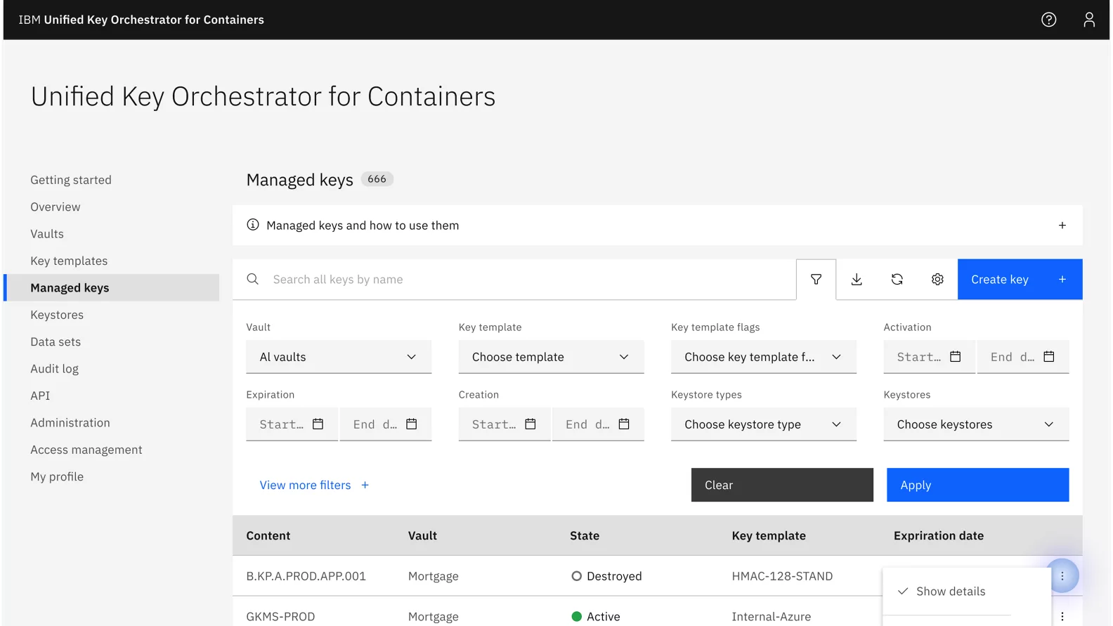 Unified Key Orchestrator for Containers