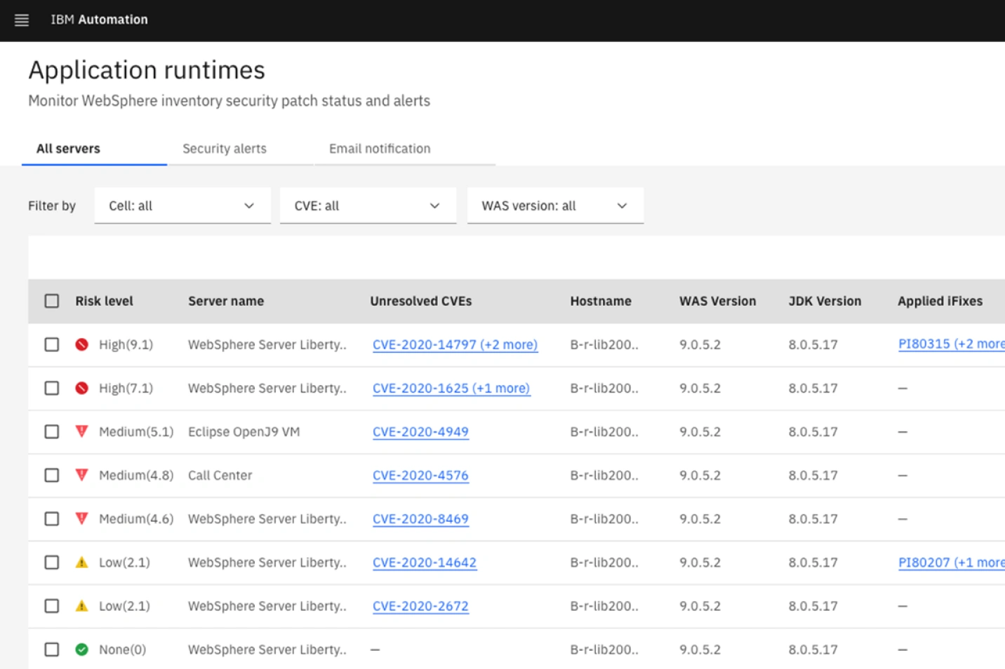 View Affected Servers